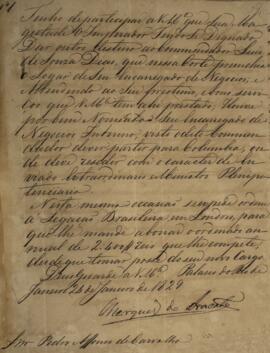 Despacho n.1 enviado por João Carlos Augusto de Oyenhausen-Gravenburg (1776-1838), Marquês de Ara...