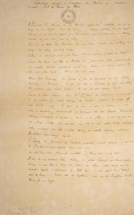 Relatório original enviado a Dom João VI (1767-1826), sem autor e data, contendo informações secr...