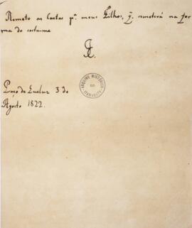 Carta original enviada por Dom João VI (1767-1826), para seu filho, Dom Pedro I (1798-1834), com ...