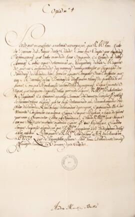 Cópia de provimento assinado por Luís de Vasconcelos e Sousa, (1742-1809), Conde de Figueiró e An...