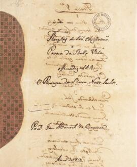 Panfleto original oferecido por D. José Manuel da Câmara (s.d..), Governador e capitão general da...