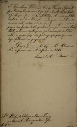 Cópia de despacho enviado por Mariano José Pereira da Fonseca (1773-1848), Marquês de Maricá, par...