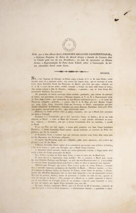 Panfleto original subscrito por José Clemente Pereira (1787-1854) Presidente do Senado da Câmara ...