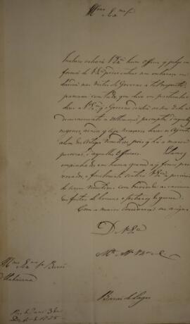 Despacho original com data de 3 de dezembro de 1825 em que João Vieira de Carvalho (1781-1847) co...