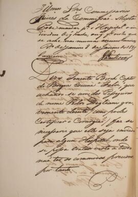 Requerimento com data de 08 de janeiro de 1839 em que o tenente Birch, captor do navio “Feliz”, r...