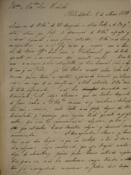 Ofício com data de 2 de maio de 1828 em que Francisco Joaquim de Lima (1785-1853) trata com José ...