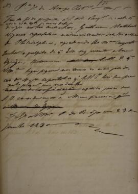 Minuta de despacho n. 9 enviado para José de Araújo Ribeiro (1800-1879), Barão e depois Visconde ...