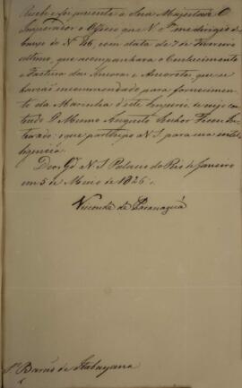 Despacho datado de 5 de maio de 1826 em que Francisco Vilela Barbosa (1769-1846), Visconde e Marq...