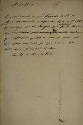 Minuta de despacho enviado para José Silvestre Rebello (1777 - 1844), com data de 19 de maio de 1...