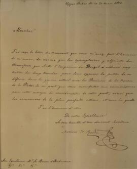 Nota Diplomática original enviada por Mariano de Egaña Fabres (1793-1846) para Manuel Rodrigues G...