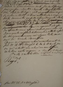 Minuta de Nota Diplomática enviada para William Henry DeCourcy Wright (1895-1864), com data de 5 ...