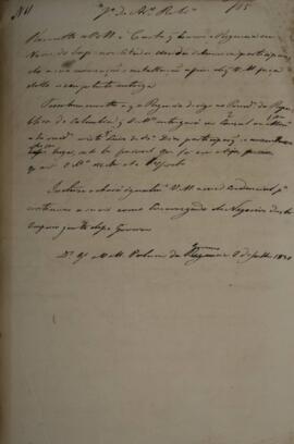 Minuta de despacho n. 11 enviado para José de Araújo Ribeiro (1800-1879), Barão e depois Visconde...