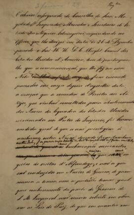 Minuta de Nota Diplomática enviada por João Carlos Augusto de Oyenhausen-Gravenburg (1776-1838), ...