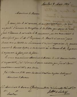 Nota Diplomática original enviada por Mr. Ludolf para Manuel Rodrigues Gameiro Pessoa (s.d.-1846)...