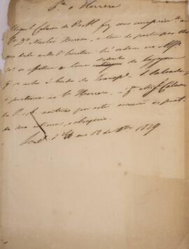 Minuta de nota enviada por Miguel Calmon du Pin e Almeida (1794-1865), Marquês de Abrantes, para ...