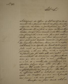 Cópia de ofício n.52 escrito por Antônio Joaquim Pereira de Faria (s.d.), para Vicente Ferreira d...