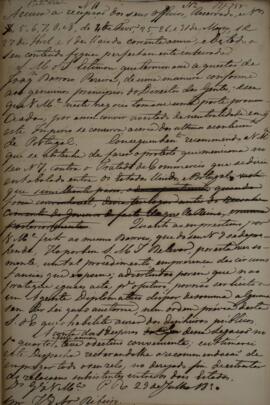 Minuta de despacho n. 11 enviado para José de Araújo Ribeiro (1800-1879), Barão e depois Visconde...