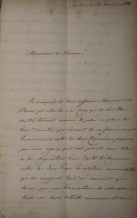 Nota Diplomática original enviada por Gustavo Algernon Stierneld (1791-1868) para Manuel Rodrigue...