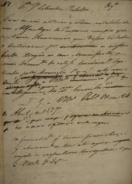 Minuta de despacho n.7 enviado para José Silvestre Rebello (1777 - 1844), com data de 24 de abril...