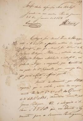Relatório datado de 30 de janeiro de 1839 em que o advogado João Manuel Pereira da Silva informa ...