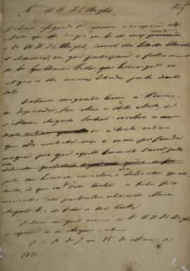 Minuta de Nota Diplomática enviada para William Henry DeCourcy Wright (1895-1864), com data de 15...