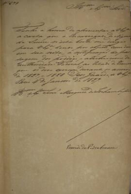 Ofício original enviado por Domingos Borges de Barros (1780-1855), Visconde da Pedra Branca, para...