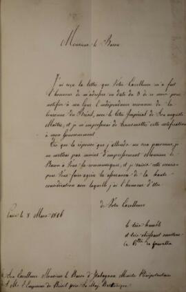 Nota Diplomática original enviada para Manuel Rodrigues Gameiro Pessoa (s.d.-1846), Barão de Itab...