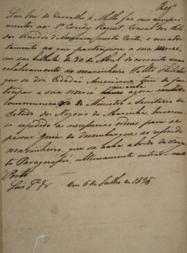 Minuta de Nota Diplomática enviada por Luís José de Carvalho e Melo (1764-1826), Visconde da Cach...