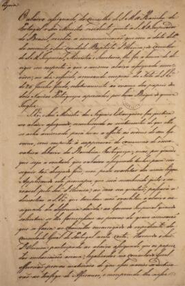 Cópia de nota diplomática com data de 4 de julho de 1839 em que Joaquim César de Figamiére e Morã...