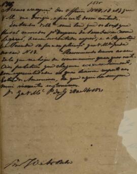 Minuta de despacho n. 16 enviado para José de Araújo Ribeiro (1800-1879), Barão e depois Visconde...