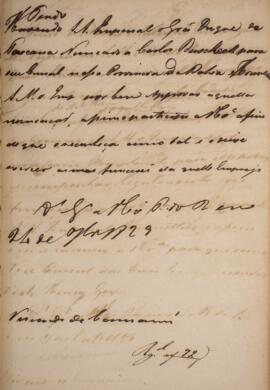 Rascunho de despacho enviado para José Egídio Gordilho de Barbuda (1787-1830), Visconde de Camamu...