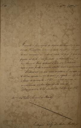 Cópia de ofício n° 15 enviado por Eustáquio Adolfo de Mello Mattos (1795-s.d.), para João Carlos ...