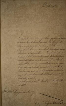 Cópia de ofício n° 11 enviado por Eustáquio Adolfo de Mello Mattos (1795-s.d.), para João Carlos ...