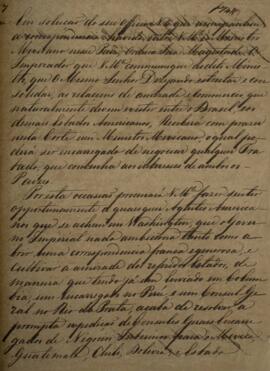 Minuta de despacho n. 7 enviado para José de Araújo Ribeiro (1800-1879), Barão e depois Visconde ...