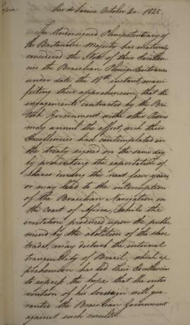 Cópia de nota diplomática enviada por Charles Stuart (1799-1845), Ministro Plenipotenciário britâ...