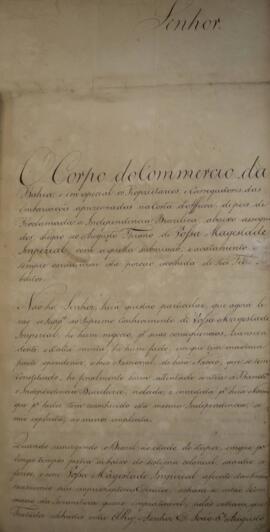 Ofício enviado e assinado por vários negociantes da Bahia endereçado para a Coroa Brasileira, sem...