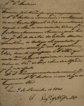 Nota Diplomática original enviada por Francisco José Vieira para Pedro Surtoris, com data de 09 d...