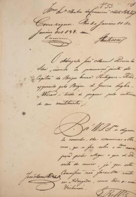 Requerimento datado de 11 de janeiro de 1839 em que o advogado João Manuel Pereira da Silva, proc...