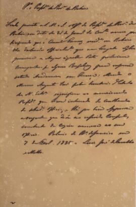 Minuta de despacho enviado por Luiz José de Carvalho e Mello (1764-1826), Visconde de Cachoeira, ...