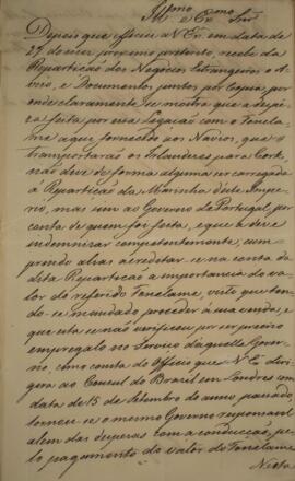 Despacho datado de 6 de julho de 1829 em que Miguel de Sousa Melo e Alvim (1784-1855) comunica a ...