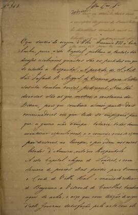 Ofício original enviado por Domingos Borges de Barros (1780-1855), Visconde da Pedra Branca, para...