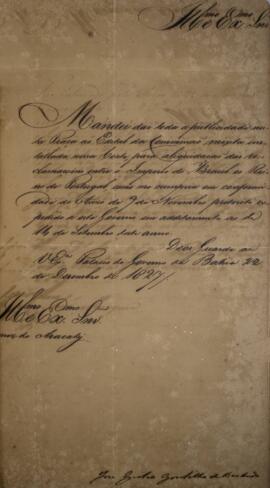 Ofício original enviado por José Egídio Gordilho de Barbuda (s.d.), para João Carlos Augusto de O...