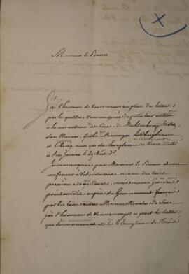 Nota Diplomática original do ministro de Mecklenburg, com data de 8 de março de 1826, acusando o ...