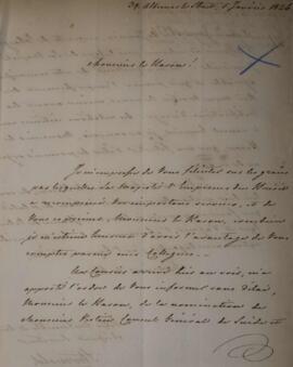 Nota Diplomática original, com data de 5 de janeiro de 1826, discorrendo sobre felicitações ao ca...