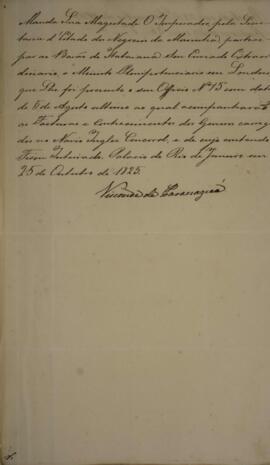 Despacho datado de 25 de outubro de 1825 em que Francisco Vilela Barbosa (1769-1846), Visconde e ...