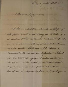 Nota Diplomática com data de 03 de julho de 1826, discorrendo sobre a comunicação realizada pelo ...