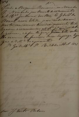 Minuta de despacho n. 6 enviado para José de Araújo Ribeiro (1800-1879), Barão e depois Visconde ...