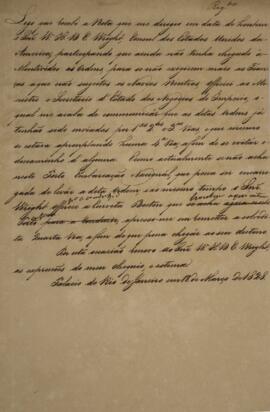 Minuta de Nota Diplomática enviada para William Henry DeCourcy Wright (1895-1864), com data de 18...