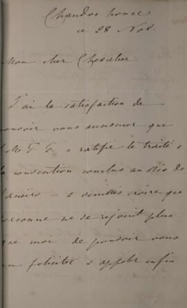 Nota Diplomática original enviada para Philipp von Neumann (1781-1851), discorrendo sobre a assin...