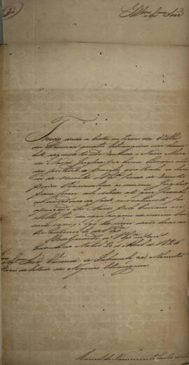 Ofício original enviado por Manoel do Nascimento Castro e Silva (1788-1846) para Antônio Luiz Per...